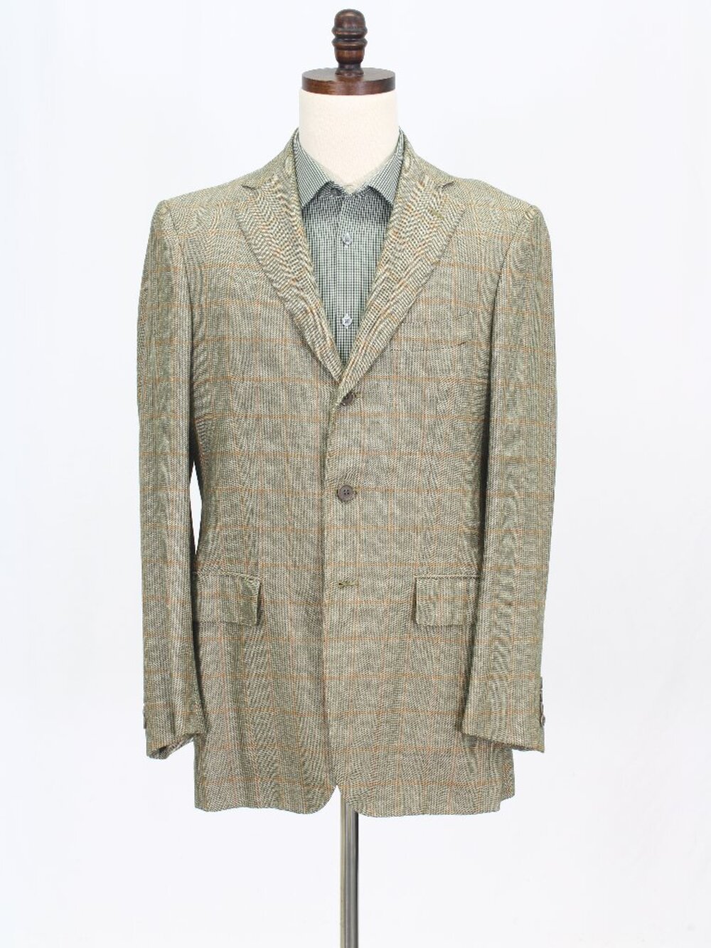 Luciano Barbera 40L Beige Blazer Sport Coat Jacket 3-Button Check W708